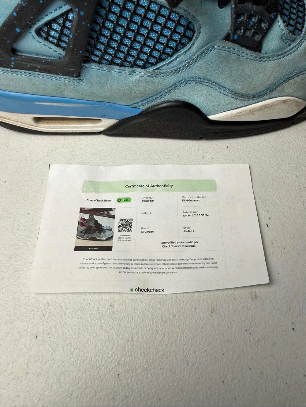 Jordan 4 Retro x Travis Scott Mid Cactus Jack Sz 9 COA CHECKCHECK Authentic BEAT